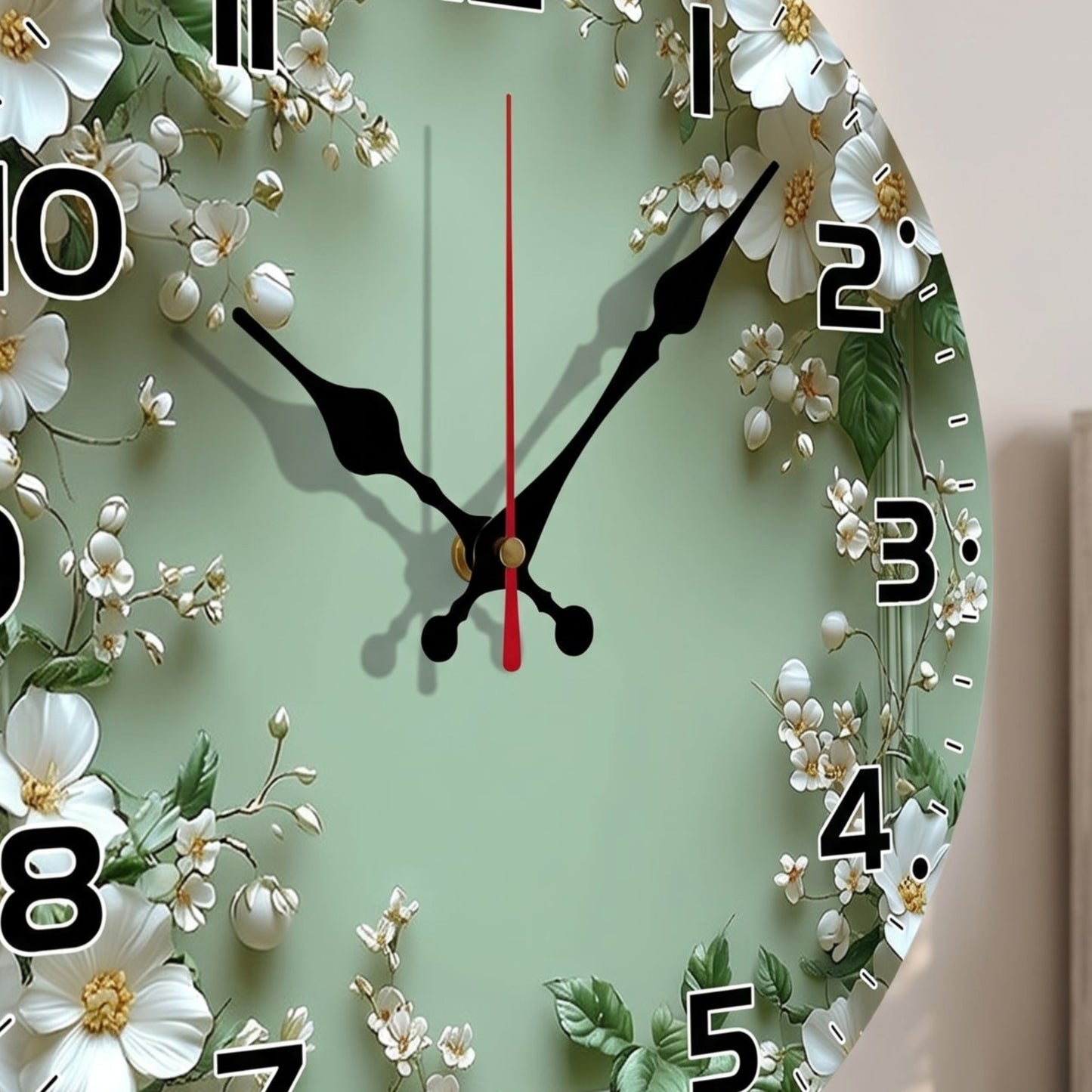 Horloge Murale Design Motif Couronne Florale, Silencieuse et Romantique – Verdana