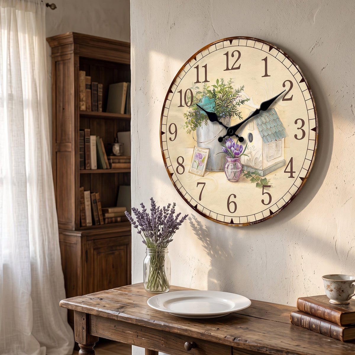 Horloge Vintage en Bois Provençal Lavande, Silencieuse – Lavandéa