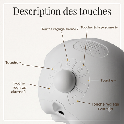 Réveil Enfant Tactile avec Double Alarme, Contrôle Vocal et Veilleuse LED – Doudoo