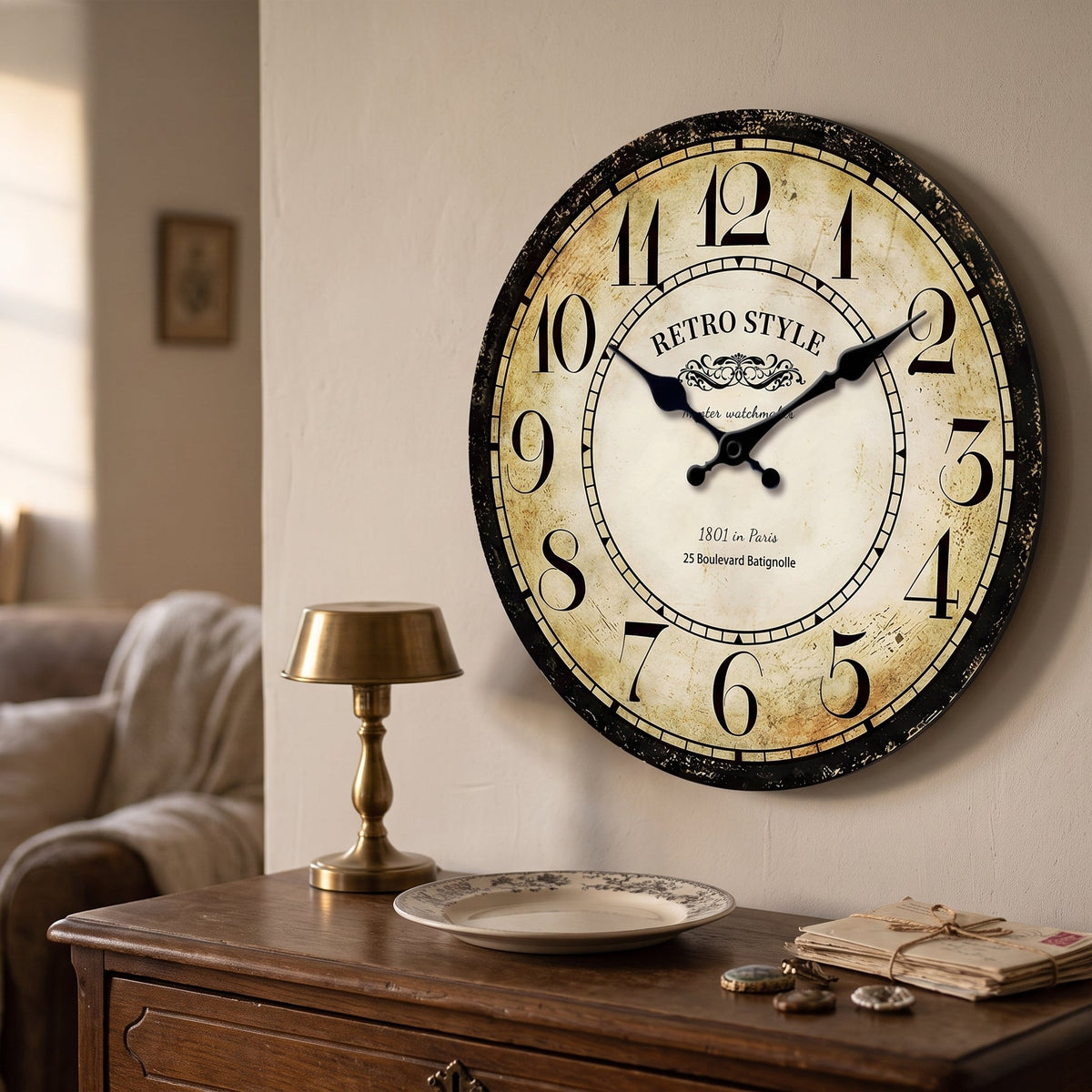 Horloge Murale Vintage Signée Horloger Parisien, Silencieuse – Montmarta