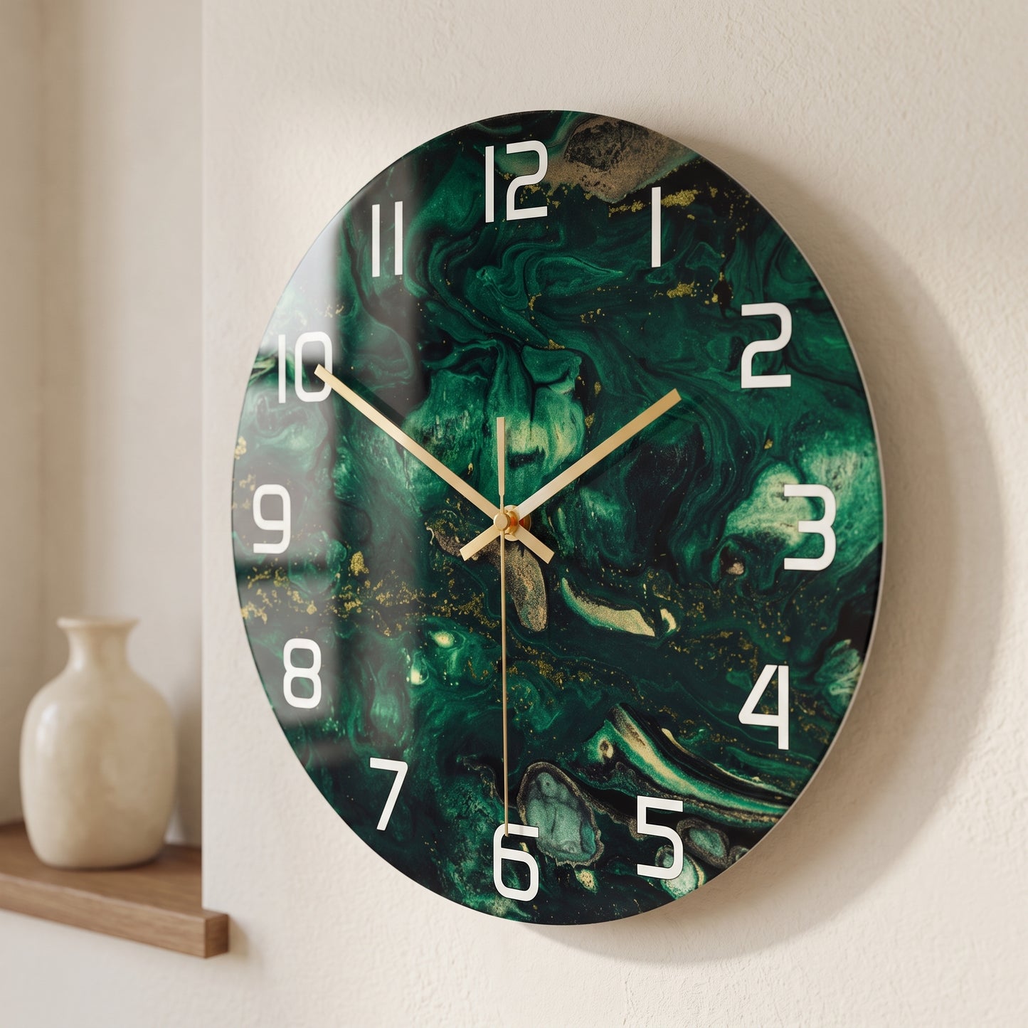 Horloge Murale Design Effet Marbre 3D en Acrylique, Silencieuse – Marbelia