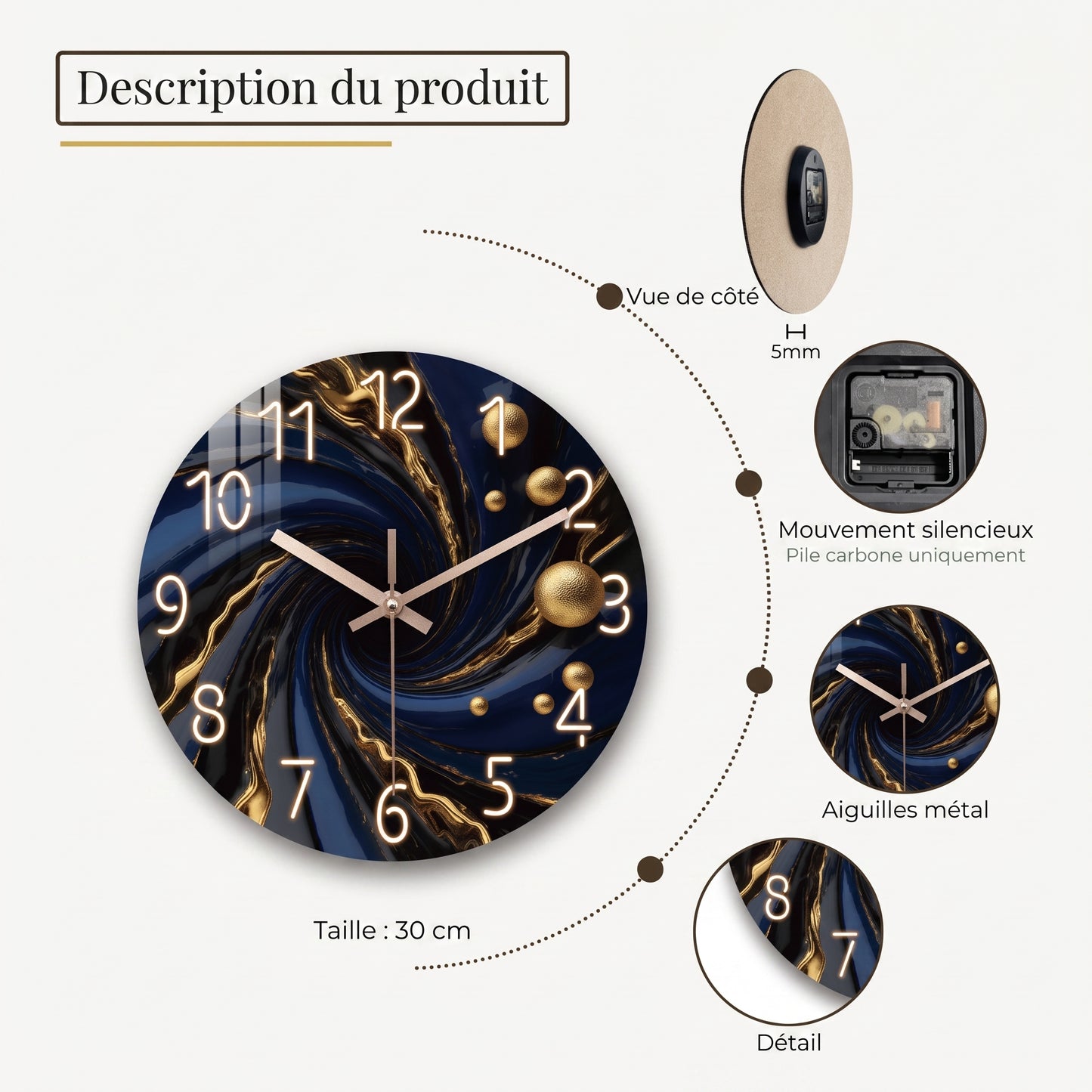 Horloge Murale Design Motif Abstrait en Bois, Silencieuse et Artistique – Artesia