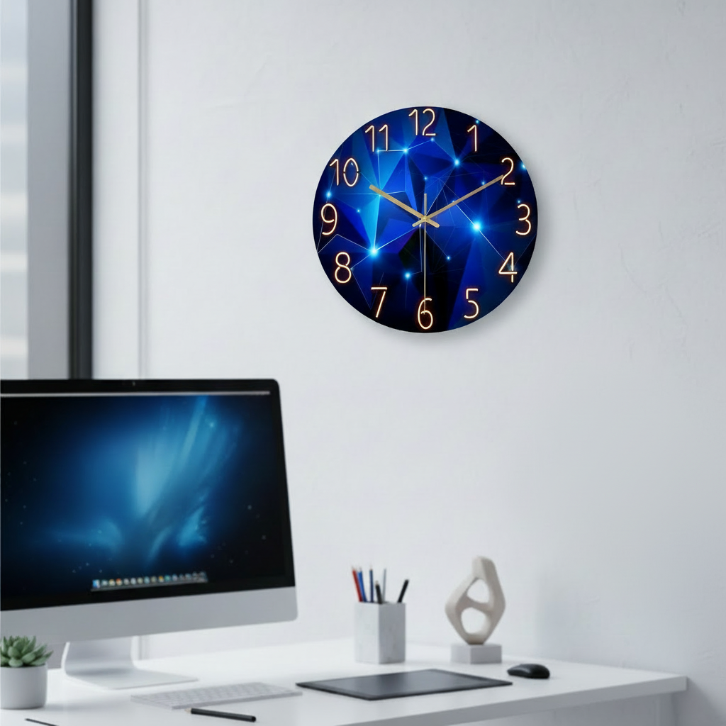 Horloge murale design géométrique en verre trempé, analogique et silencieuse – Geonix
