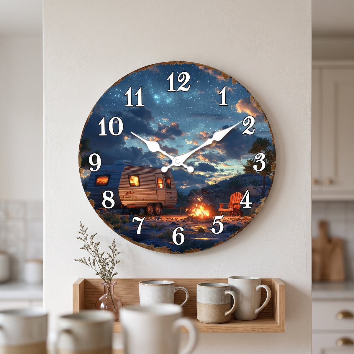 Horloge Murale Originale Camping-Car Nuit Étoilée, Silencieuse – Roulotta
