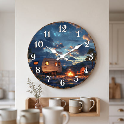 Horloge Murale Originale Camping-Car Nuit Étoilée, Silencieuse – Roulotta