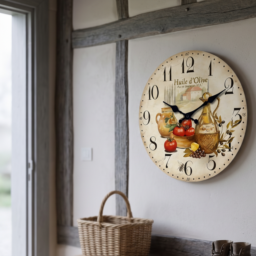 Horloge Murale en Bois Style Provençal, Silencieuse et Chaleureuse – Classiqua