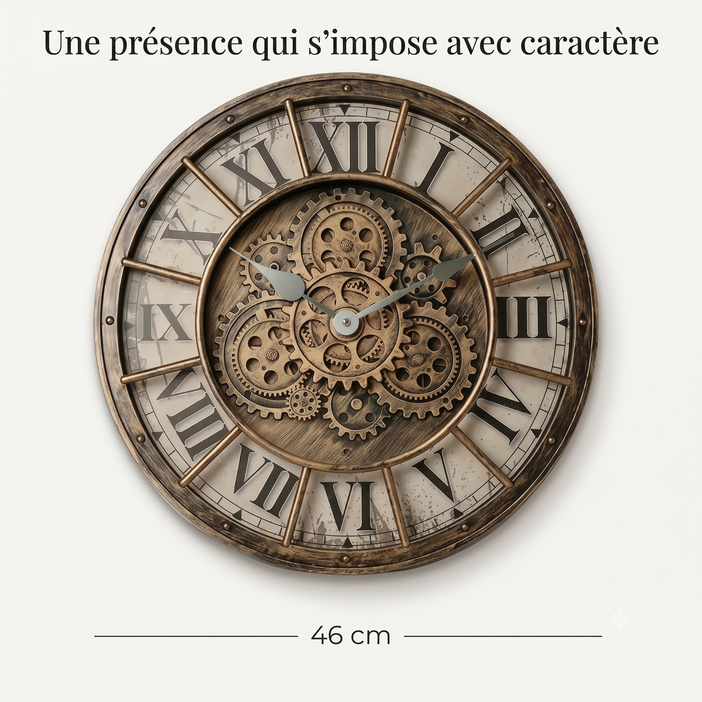 Horloge Murale Industrielle À Engrenages Style Steampunk, Silencieuse et Spectaculaire – Engrena