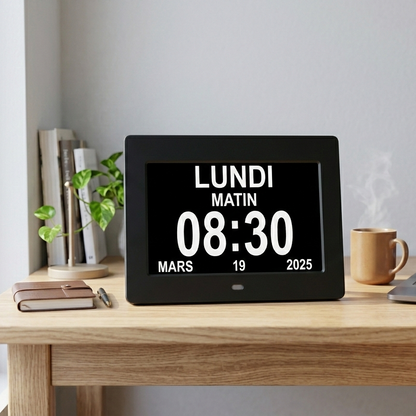 Réveil LED Calendrier Multilingue avec 12 Alarmes et Télécommande – Calendra