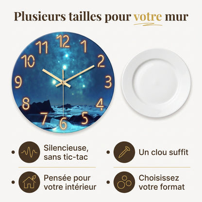 Horloge Murale Originale en Verre, Silencieuse – Cristalyne