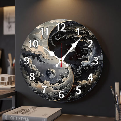 Horloge Murale Design Motif Fantastique en Bois, Silencieuse et Originale – Onyria