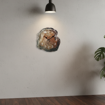 Horloge Murale en Bois au Motif Cernes Naturels, Silencieuse et Décorative – Annua