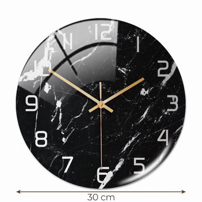 Horloge Murale Design Effet Marbre 3D en Acrylique, Silencieuse – Marbelia