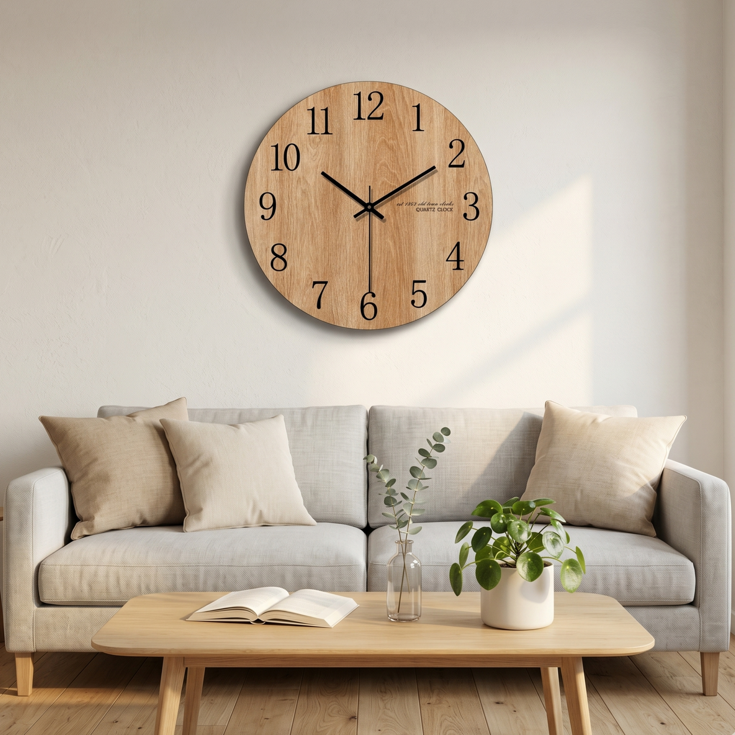 Horloge Murale Design Ronde en Bois, Silencieuse et Épurée – Sylvano