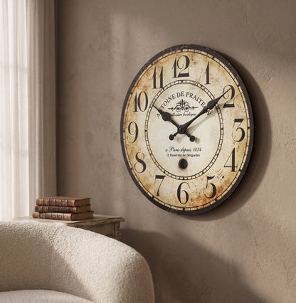 Horloge Murale Vintage Parisienne en Bois et Bambou, Silencieuse et Rétro – Antoine