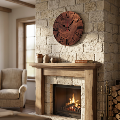 Horloge Murale en Bois Grain Naturel Ronde, Silencieuse et Authentique – Ligneva