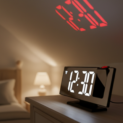 Réveil à Projection Murale avec Affichage LED Haute Lisibilité – NoctiBeam