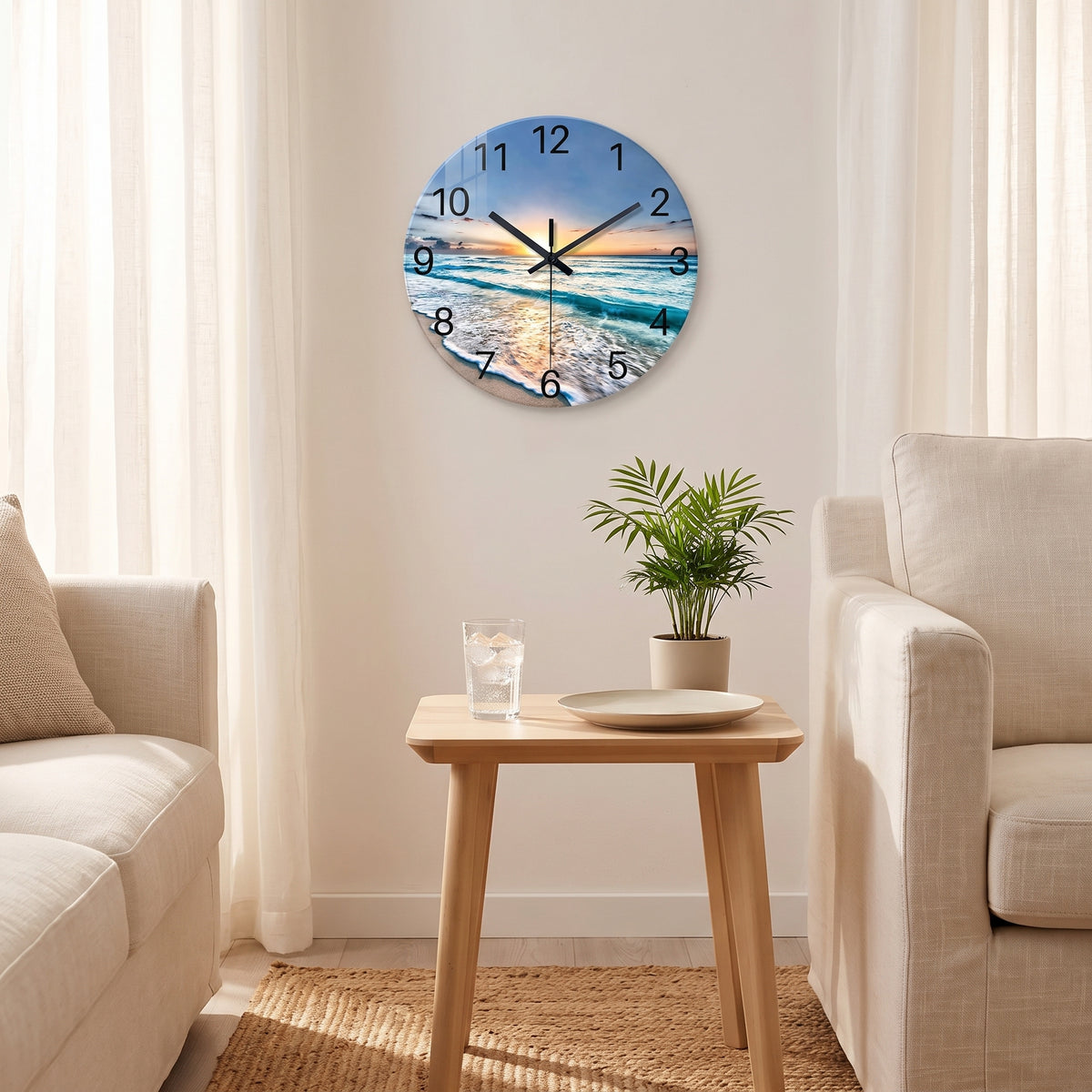 Horloge Murale Design en Verre Effet Marbre, Silencieuse – Marbéa