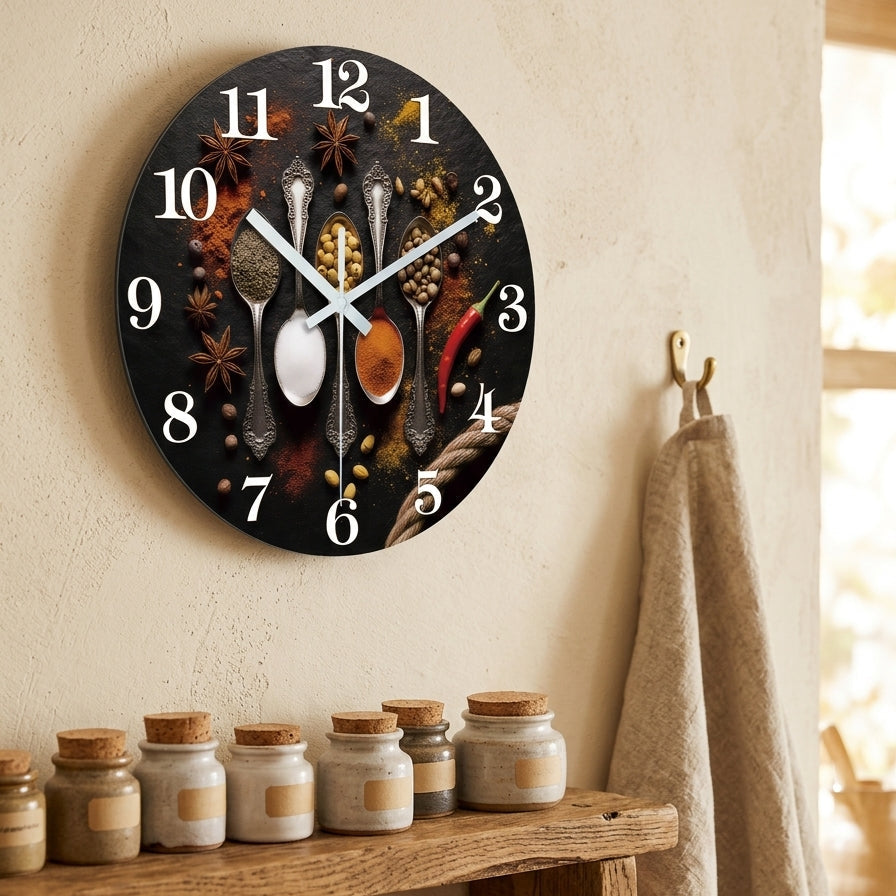 Horloge Murale Design Effet Marbre en Bois, Silencieuse – Marbélia