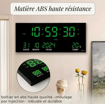 Réveil Mural Design LED, Température et Alarmes Multiples – Zerda