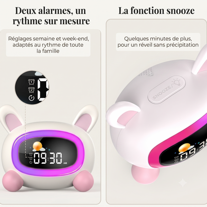 Réveil Enfant avec Entraînement au Sommeil, Sons Apaisants et 5 Motifs – Câlino