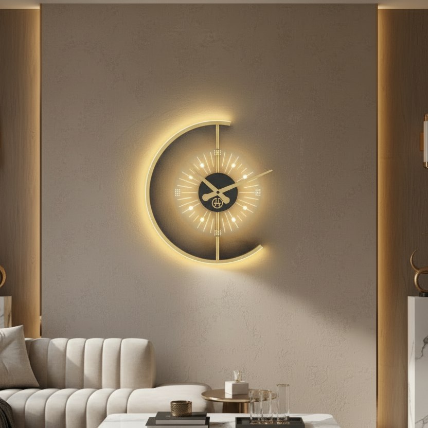 horloge murale LED design moderne effet horloge lumineuse, décorative et élégante – Zelyon