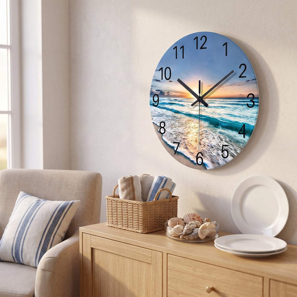 Horloge Murale Design en Verre Effet Marbre, Silencieuse – Marbéa