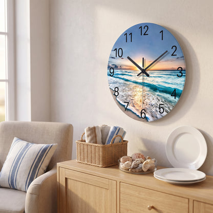 Horloge Murale Design en Verre Effet Marbre, Silencieuse – Marbéa