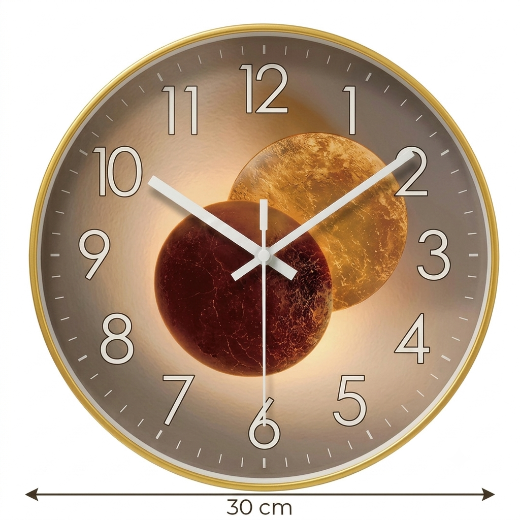 Horloge Murale Design Ronde en Verre et Cristal, Silencieuse et Épurée – Orion
