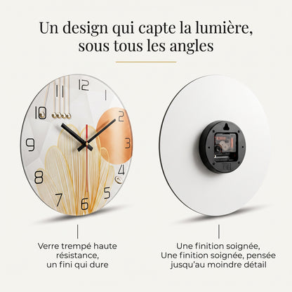 Horloge Murale Design Motif Géométrique en Verre Trempé, Silencieuse et Raffinée – Geordana