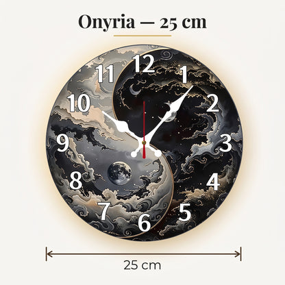 Horloge Murale Design Motif Fantastique en Bois, Silencieuse et Originale – Onyria