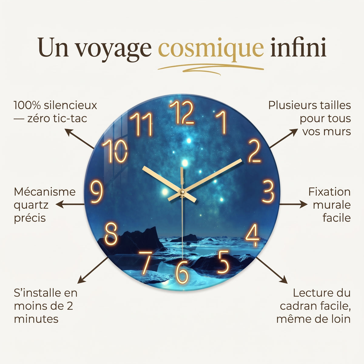 Horloge Murale Originale en Verre, Silencieuse – Cristalyne