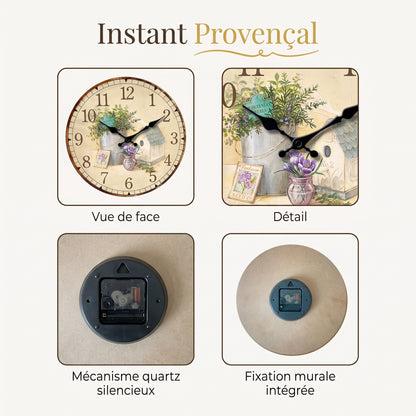 Horloge Vintage en Bois Provençal Lavande, Silencieuse – Lavandéa