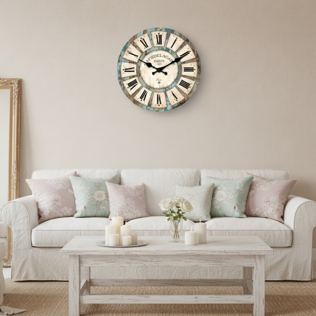 Horloge murale vintage en bois à motif grain naturel, silencieuse et décorative – Rustan