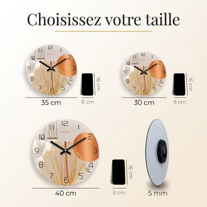 Horloge Murale Design Motif Géométrique en Verre Trempé, Silencieuse et Raffinée – Geordana