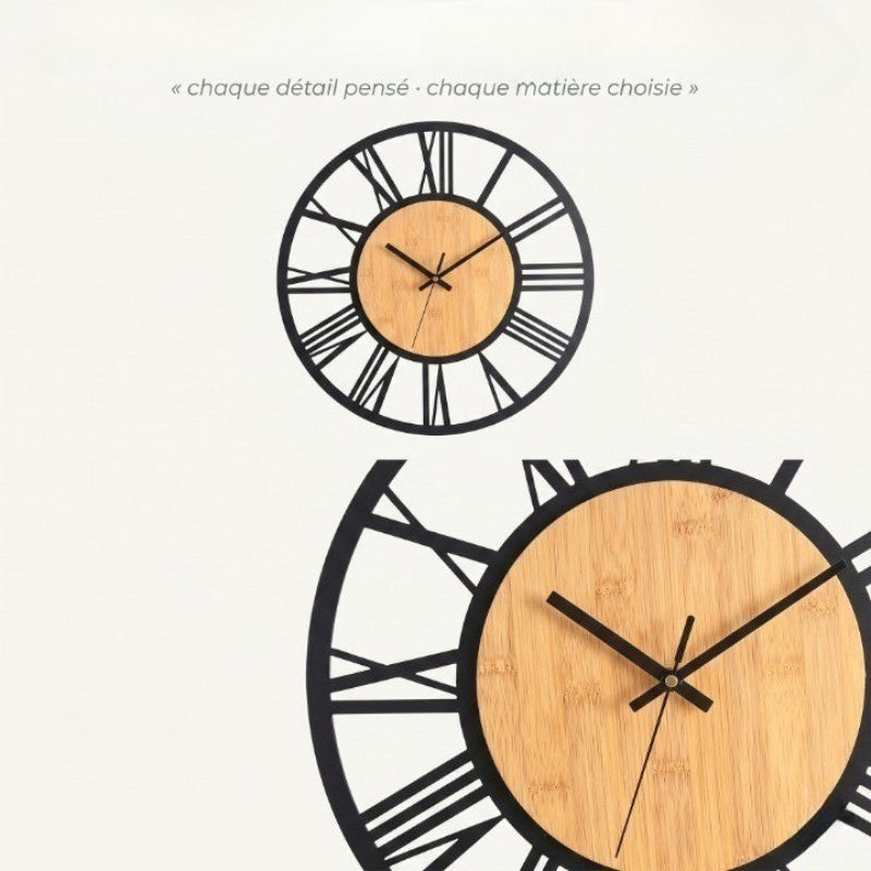 Horloge Murale Design 3D en Métal, Chiffres Romains Silencieuse et Élégante – Roméva
