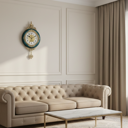 Pendule Murale Vintage Européenne Rétro avec Balancier, Silencieuse et Décorative – Auvedian