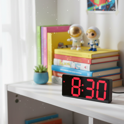 Réveil LED Miroir à Commande Vocale et Mode Nuit – Noctyra