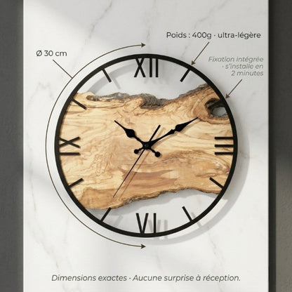 Horloge Murale Design Effet Bois Transparente, Silencieuse – Norévia