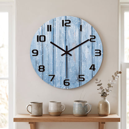 Horloge Murale Rustique en Bois Silencieuse, Flocons de Neige – Flocona