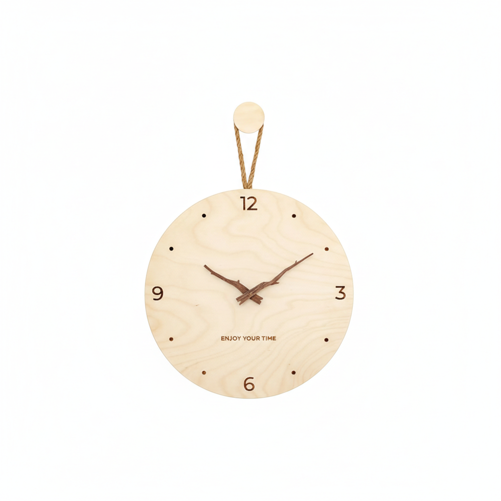 Horloge murale en bois au style nordique, silencieuse et décorative – Lunea