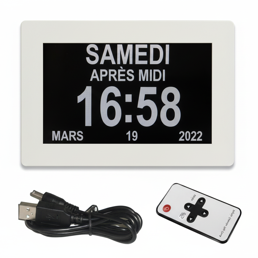 Horloge Numérique LED Calendrier Multilingue avec 12 Alarmes & Télécommande – Calendra