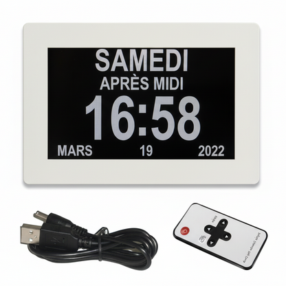 Réveil LED Calendrier Multilingue avec 12 Alarmes et Télécommande – Calendra
