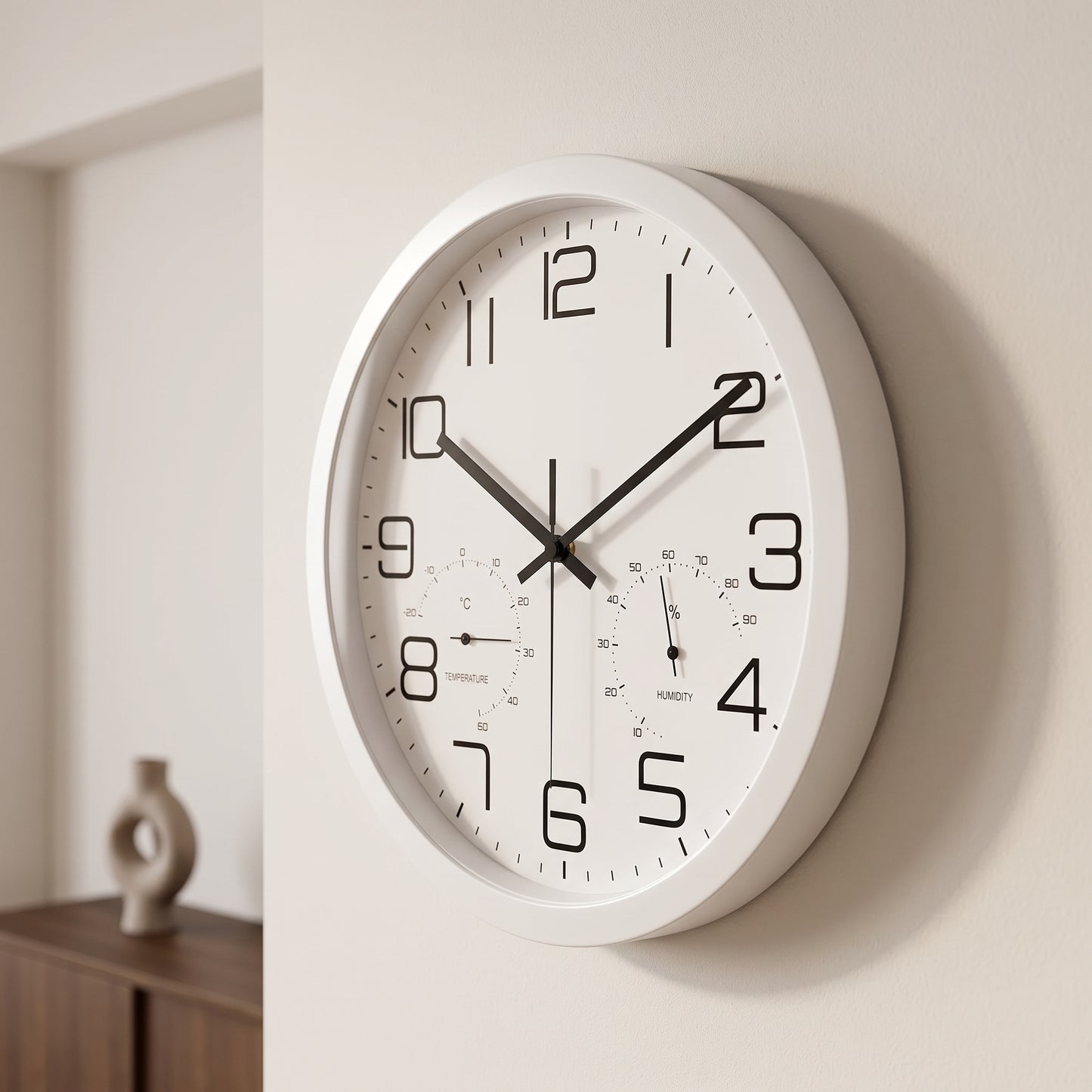 Horloge Murale Moderne avec Thermomètre, Silencieuse et Fonctionnelle – Climio