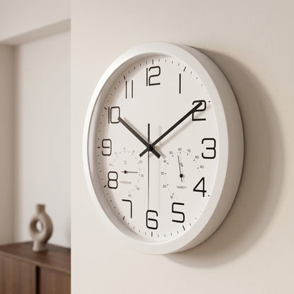 Horloge Murale Moderne avec Thermomètre, Silencieuse et Fonctionnelle – Climio