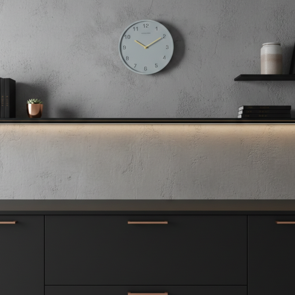 Horloge murale design industrielle en résine effet ciment, analogique et silencieuse – Zmusep
