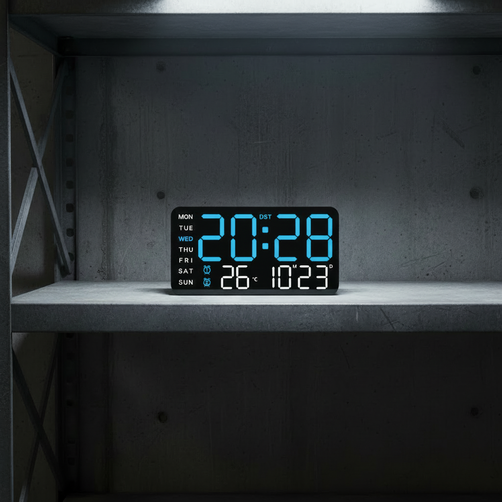 Horloge Murale Digitale LED Grand Format –  avec Télécommande & Affichage Température - Chronyx
