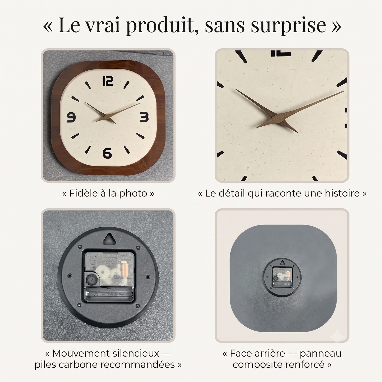 Horloge Murale Vintage Style Français en Bois et Bambou, Silencieuse et Chaleureuse – Coquéa