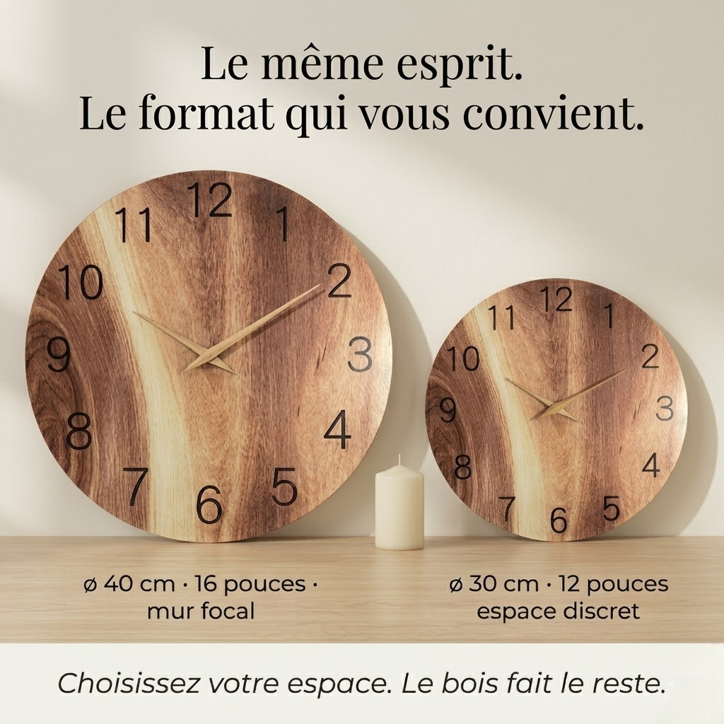 Horloge Murale Design Circulaire en Bois Veiné, Silencieuse et Verre Trempé – Auren