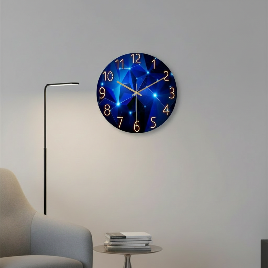 Horloge murale design géométrique en verre trempé, analogique et silencieuse – Geonix
