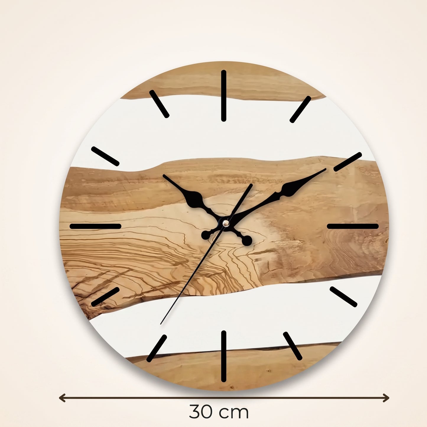 Horloge Murale Design en Verre Trempé Effet Bois, Silencieuse et Facile à Lire – Vernoa